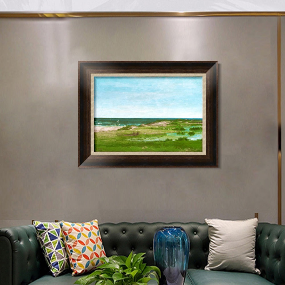 INVIN ART Framed Canvas Art Giclee Print Coast Scene, 1854 by Gustave Courbet Wall Art
