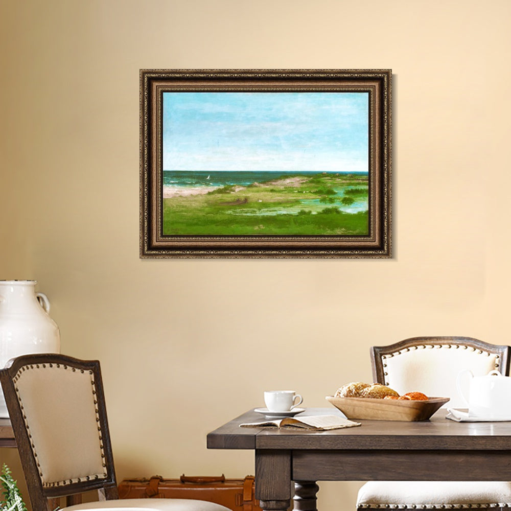 INVIN ART Framed Canvas Art Giclee Print Coast Scene, 1854 by Gustave Courbet Wall Art