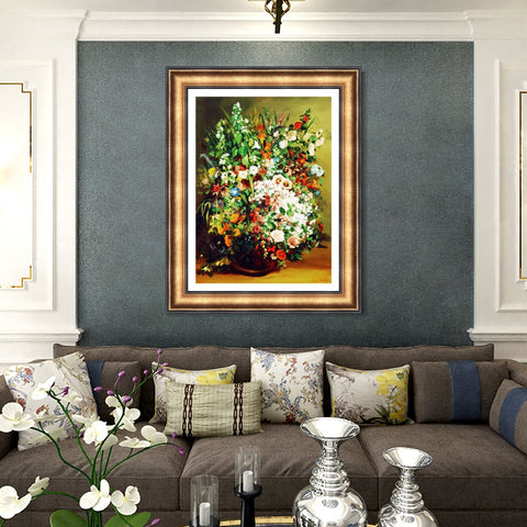 INVIN ART Framed Canvas Art Giclee Print vase fleurs by Gustave Courbet Wall Art Living Room Home Office Decorations