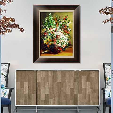 INVIN ART Framed Canvas Art Giclee Print vase fleurs by Gustave Courbet Wall Art Living Room Home Office Decorations