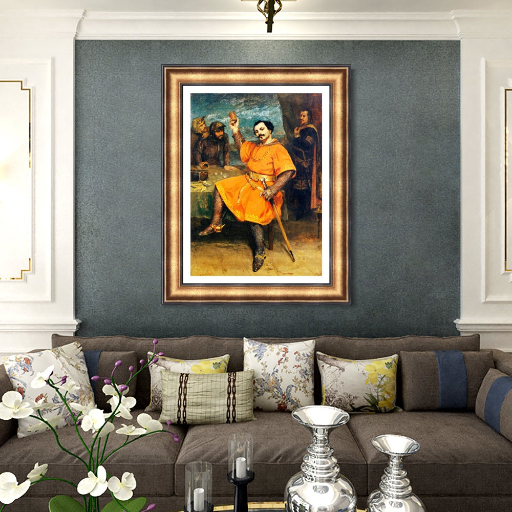 INVIN ART Framed Canvas Art Giclee Print Louis Gueymard (1822-1880) as Robert le Diable by Gustave Courbet Wall Art