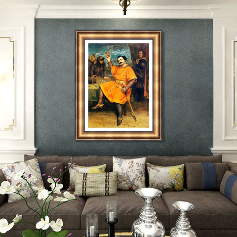 INVIN ART Framed Canvas Art Giclee Print Louis Gueymard (1822-1880) as Robert le Diable by Gustave Courbet Wall Art Living Room Home Office Decorations