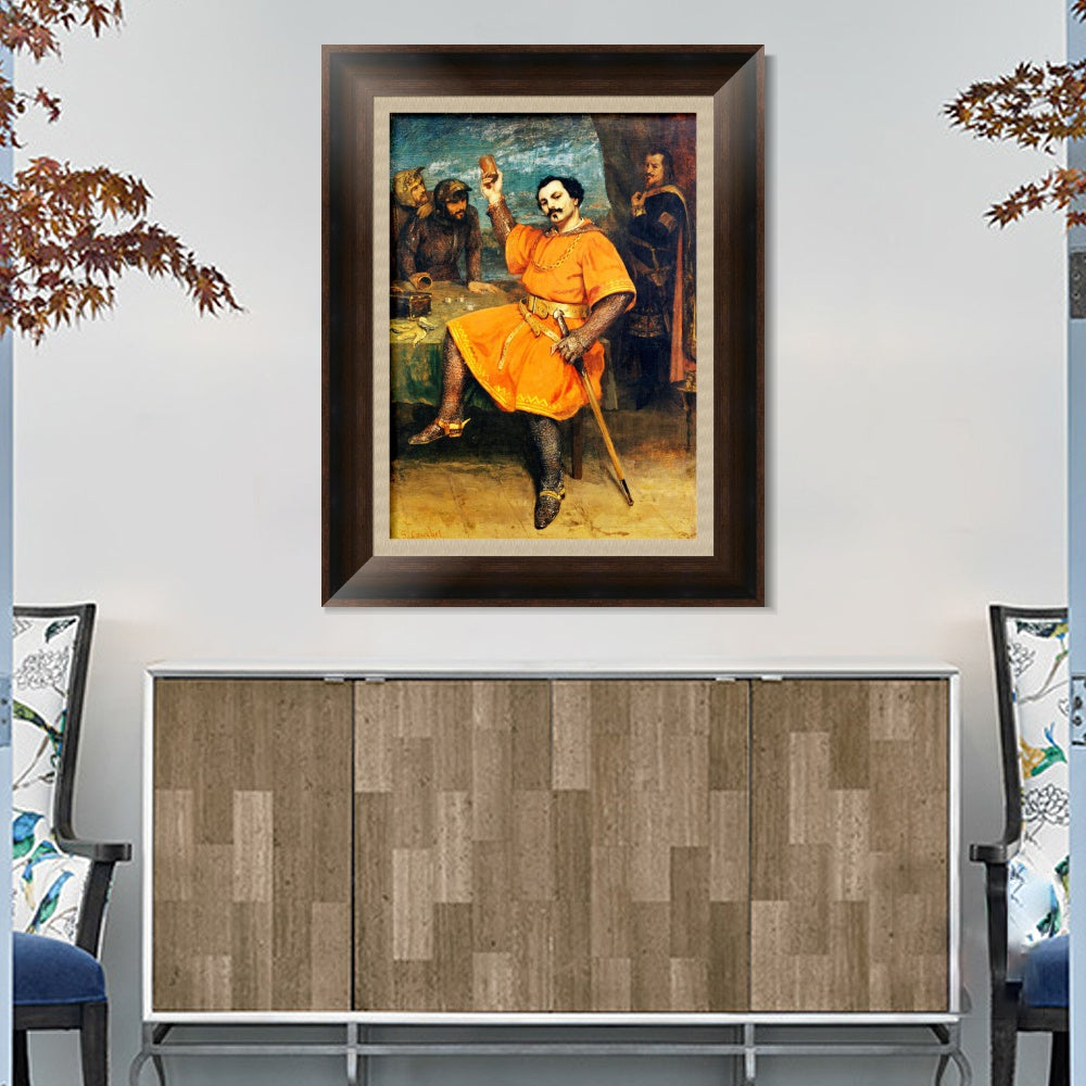 INVIN ART Framed Canvas Art Giclee Print Louis Gueymard (1822-1880) as Robert le Diable by Gustave Courbet Wall Art