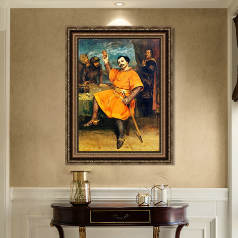 INVIN ART Framed Canvas Art Giclee Print Louis Gueymard (1822-1880) as Robert le Diable by Gustave Courbet Wall Art Living Room Home Office Decorations