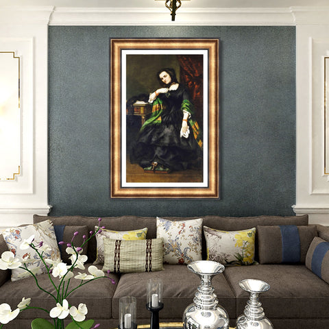 INVIN ART Framed Canvas Art Giclee Print Madame Auguste Cuoq (Mathilde Desportes, 1827-1910) by Gustave Courbet Wall Art Office Decorations