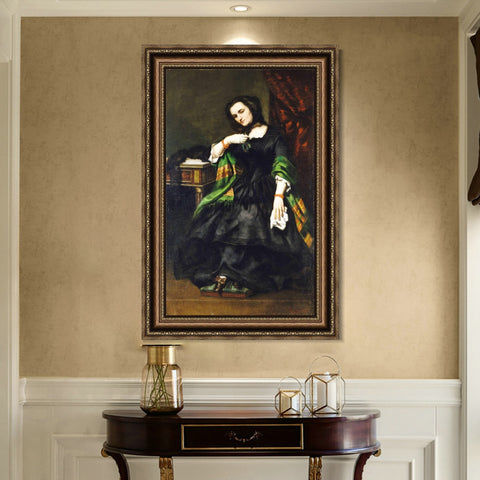 INVIN ART Framed Canvas Art Giclee Print Madame Auguste Cuoq (Mathilde Desportes, 1827-1910) by Gustave Courbet Wall Art Office Decorations