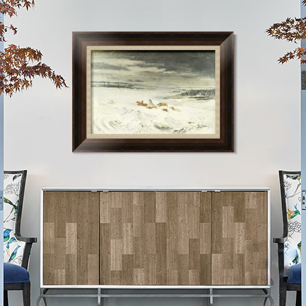 INVIN ART Framed Canvas Art Giclee Print The Diligence in the Snow, 1860 by Gustave Courbet Wall Art