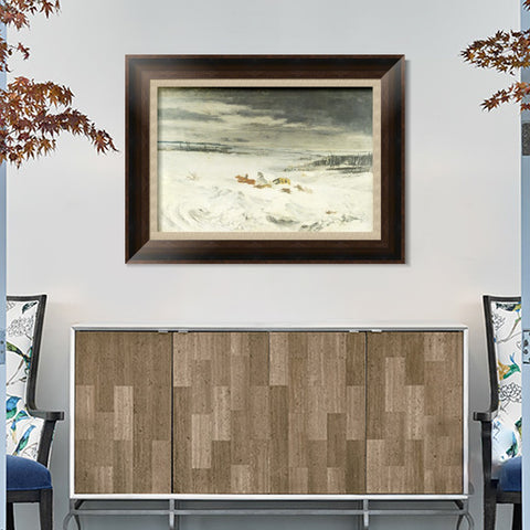 INVIN ART Framed Canvas Art Giclee Print The Diligence in the Snow, 1860 by Gustave Courbet Wall Art Living Room Home Office Decorations