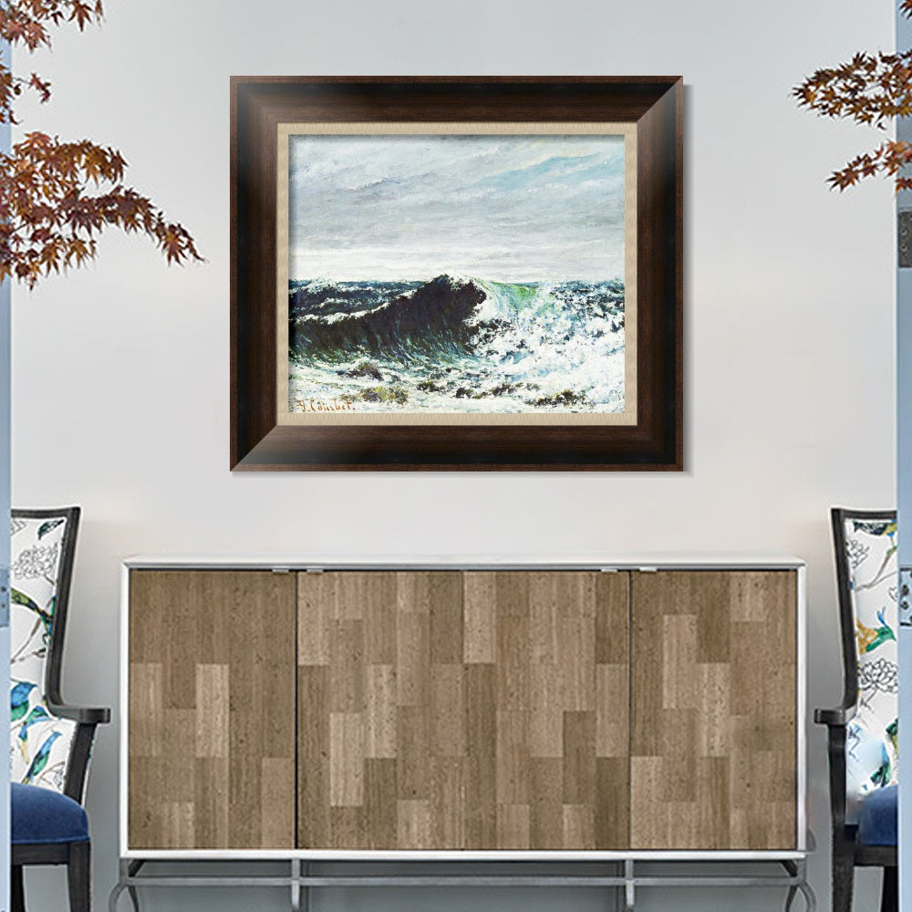 INVIN ART Framed Canvas Art Giclee Print The Wave by Gustave Courbet Wall Art