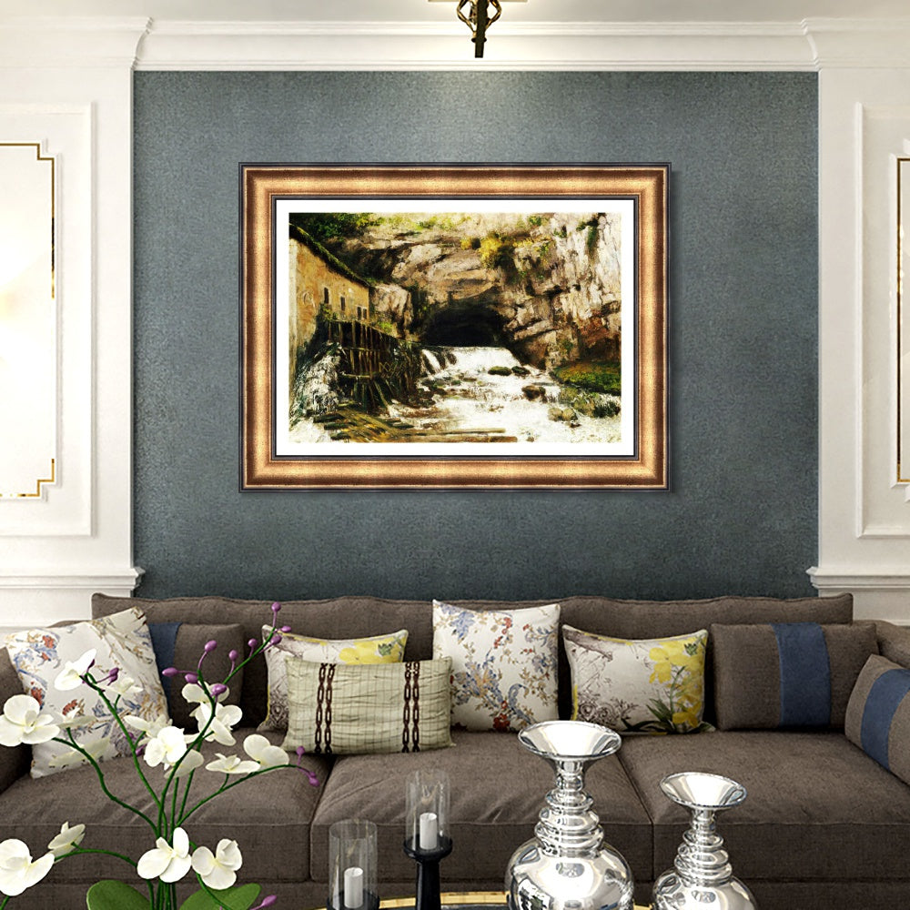INVIN ART Framed Canvas Art Giclee Print The Source of the Loue, 1864 by Gustave Courbet Wall Art