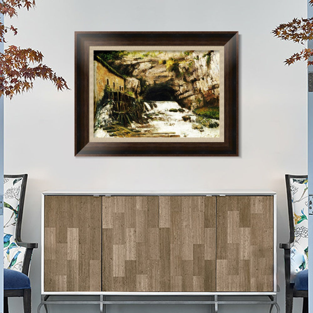 INVIN ART Framed Canvas Art Giclee Print The Source of the Loue, 1864 by Gustave Courbet Wall Art