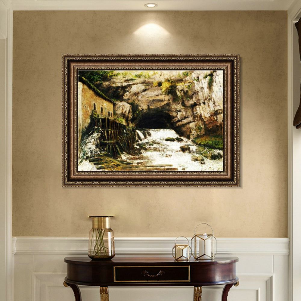 INVIN ART Framed Canvas Art Giclee Print The Source of the Loue, 1864 by Gustave Courbet Wall Art