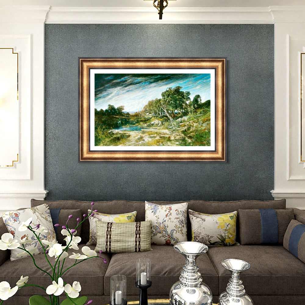 INVIN ART Framed Canvas Art Giclee Print The Gust of Wind, c. 1865 by Gustave Courbet Wall Art