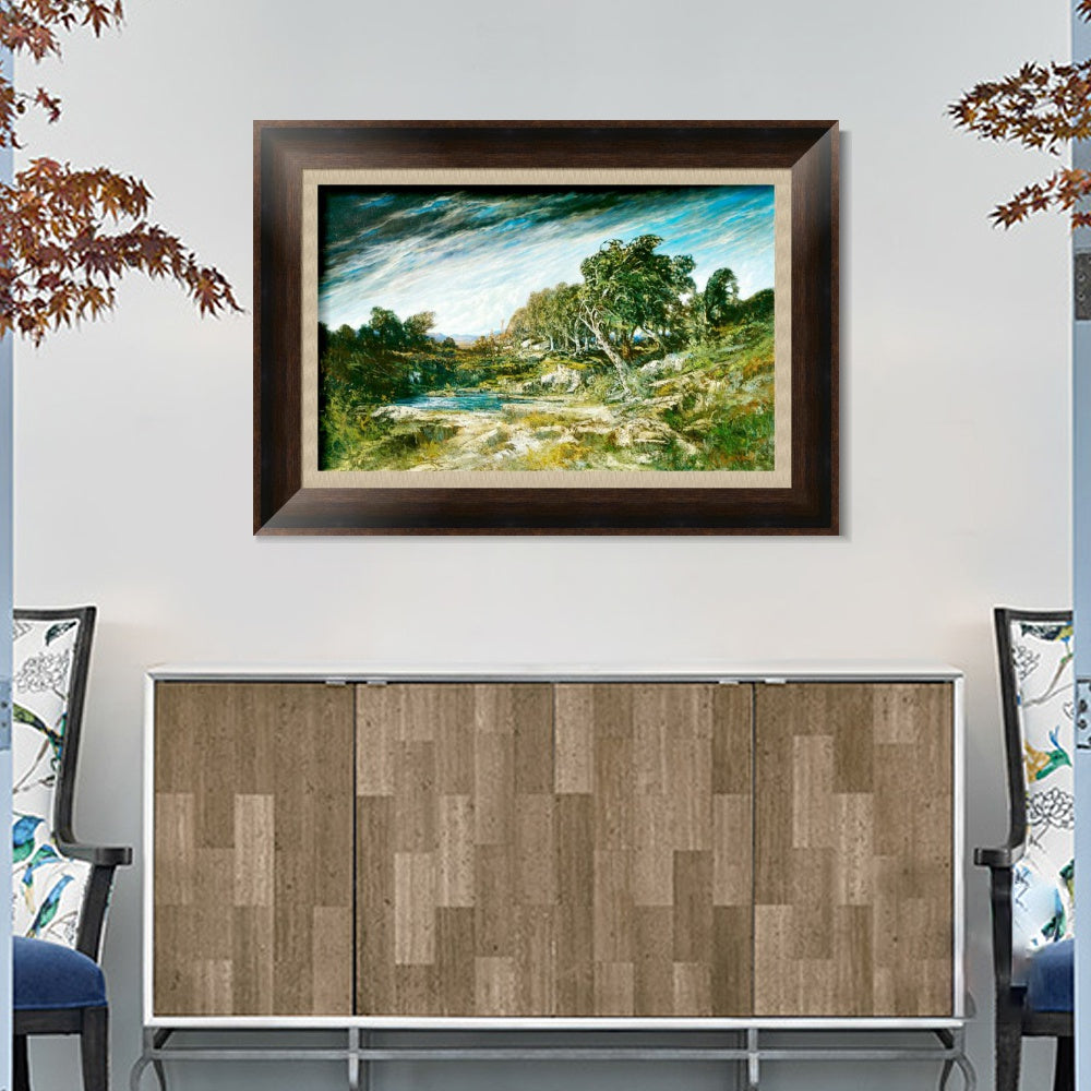 INVIN ART Framed Canvas Art Giclee Print The Gust of Wind, c. 1865 by Gustave Courbet Wall Art