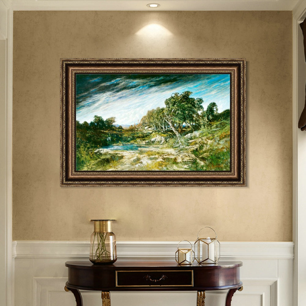 INVIN ART Framed Canvas Art Giclee Print The Gust of Wind, c. 1865 by Gustave Courbet Wall Art