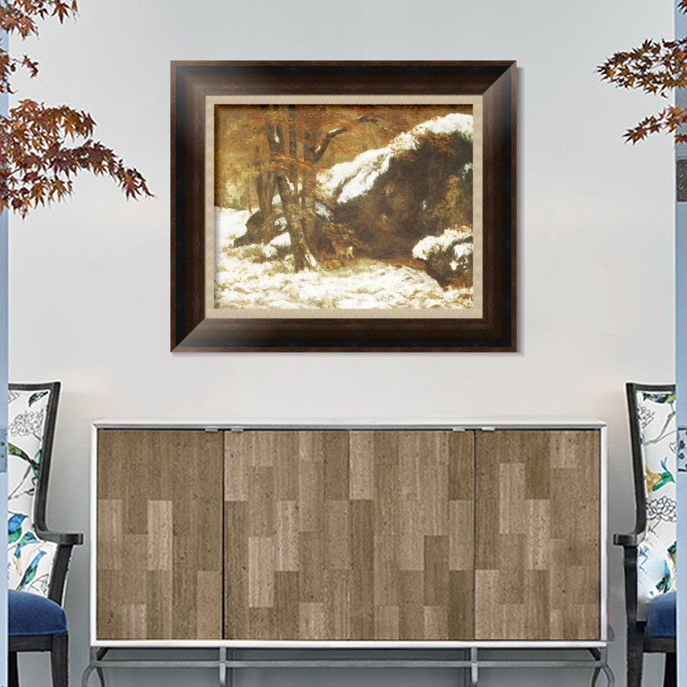 INVIN ART Framed Canvas Art Giclee Print The Deer, ca. 1865 by Gustave Courbet Wall Art