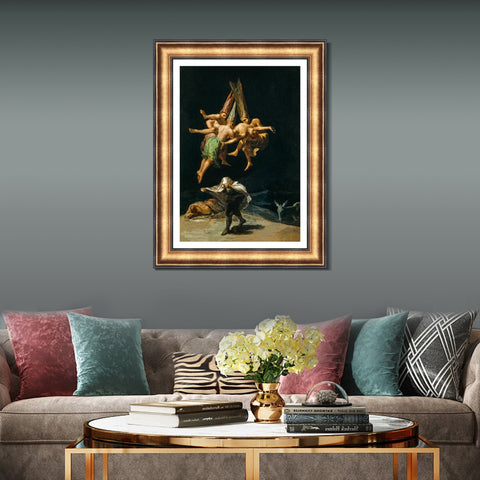 INVIN ART Framed Canvas Art Giclee Print The Witches Flight 1798 by Francisco De Goya Wall Art Living Room Home Office Decorations