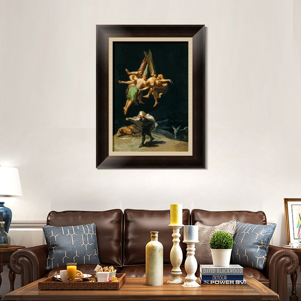 INVIN ART Framed Canvas Art Giclee Print The Witches Flight 1798 by Francisco De Goya Wall Art