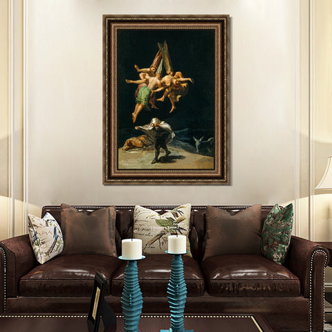 INVIN ART Framed Canvas Art Giclee Print The Witches Flight 1798 by Francisco De Goya Wall Art Living Room Home Office Decorations