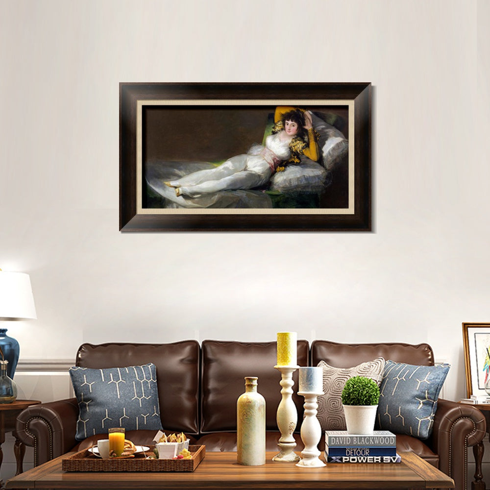 INVIN ART Framed Canvas Art Giclee Print Maja Ubrana by Francisco De Goya Wall Art