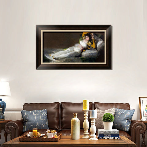 INVIN ART Framed Canvas Art Giclee Print Maja Ubrana by Francisco De Goya Wall Art Living Room Home Office Decorations