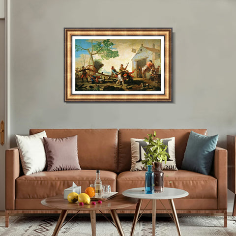 INVIN ART Framed Canvas Art Giclee Print Quarrel in the tavern Venta Nueva (1779) by Francisco De Goya Wall Art Living Room Home Office Decorations