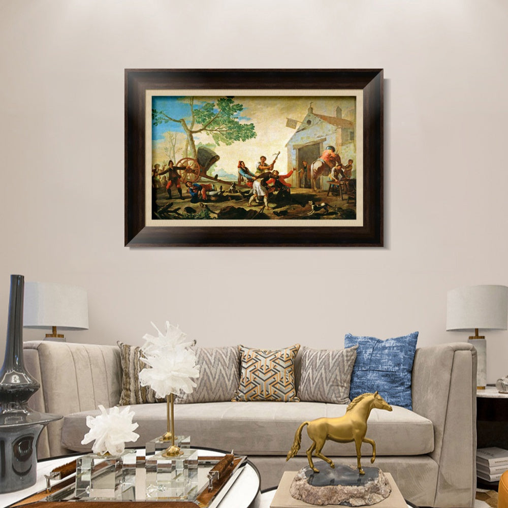 INVIN ART Framed Canvas Art Giclee Print Quarrel in the tavern Venta Nueva (1779) by Francisco De Goya Wall Art