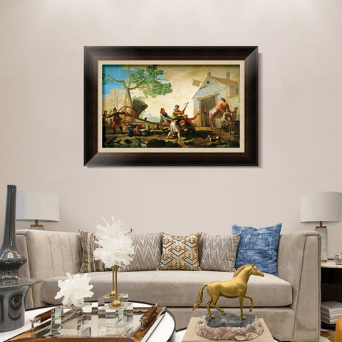 INVIN ART Framed Canvas Art Giclee Print Quarrel in the tavern Venta Nueva (1779) by Francisco De Goya Wall Art Living Room Home Office Decorations