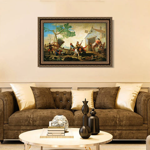 INVIN ART Framed Canvas Art Giclee Print Quarrel in the tavern Venta Nueva (1779) by Francisco De Goya Wall Art Living Room Home Office Decorations