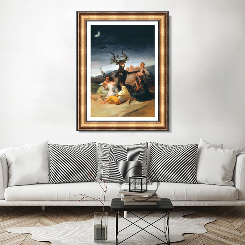 INVIN ART Framed Canvas Art Giclee Print The Sabbath of Witches by Francisco De Goya Wall Art
