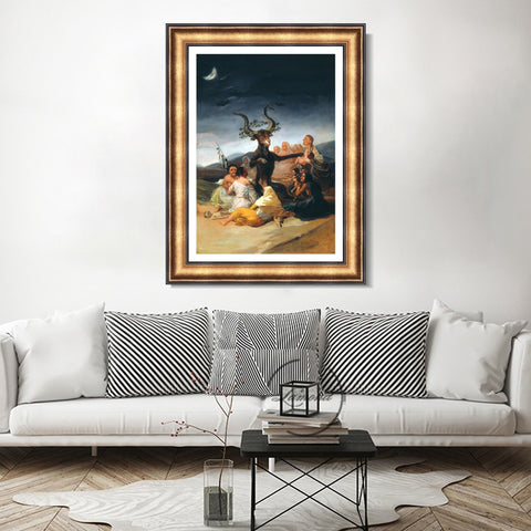 INVIN ART Framed Canvas Art Giclee Print The Sabbath of Witches by Francisco De Goya Wall Art Living Room Home Office Decorations