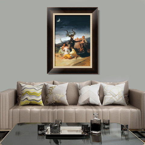 INVIN ART Framed Canvas Art Giclee Print The Sabbath of Witches by Francisco De Goya Wall Art Living Room Home Office Decorations