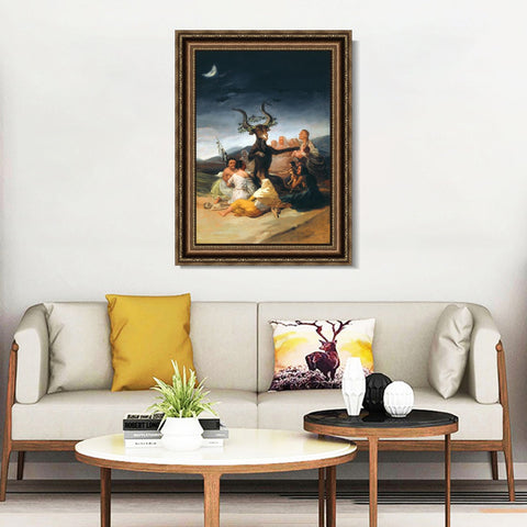 INVIN ART Framed Canvas Art Giclee Print The Sabbath of Witches by Francisco De Goya Wall Art Living Room Home Office Decorations
