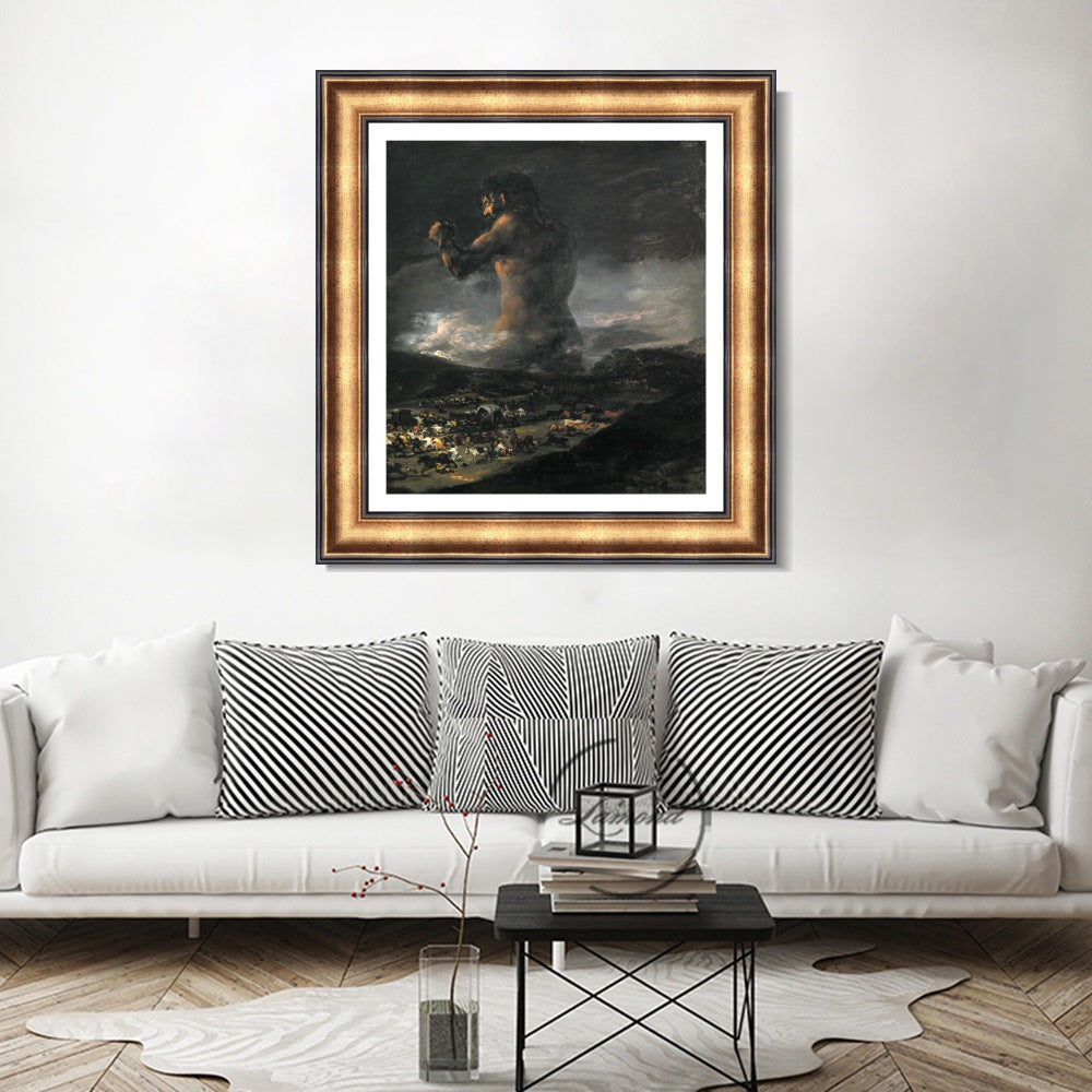 INVIN ART Framed Canvas Art Giclee Print The Colossus 1808 by Francisco De Goya Wall Art