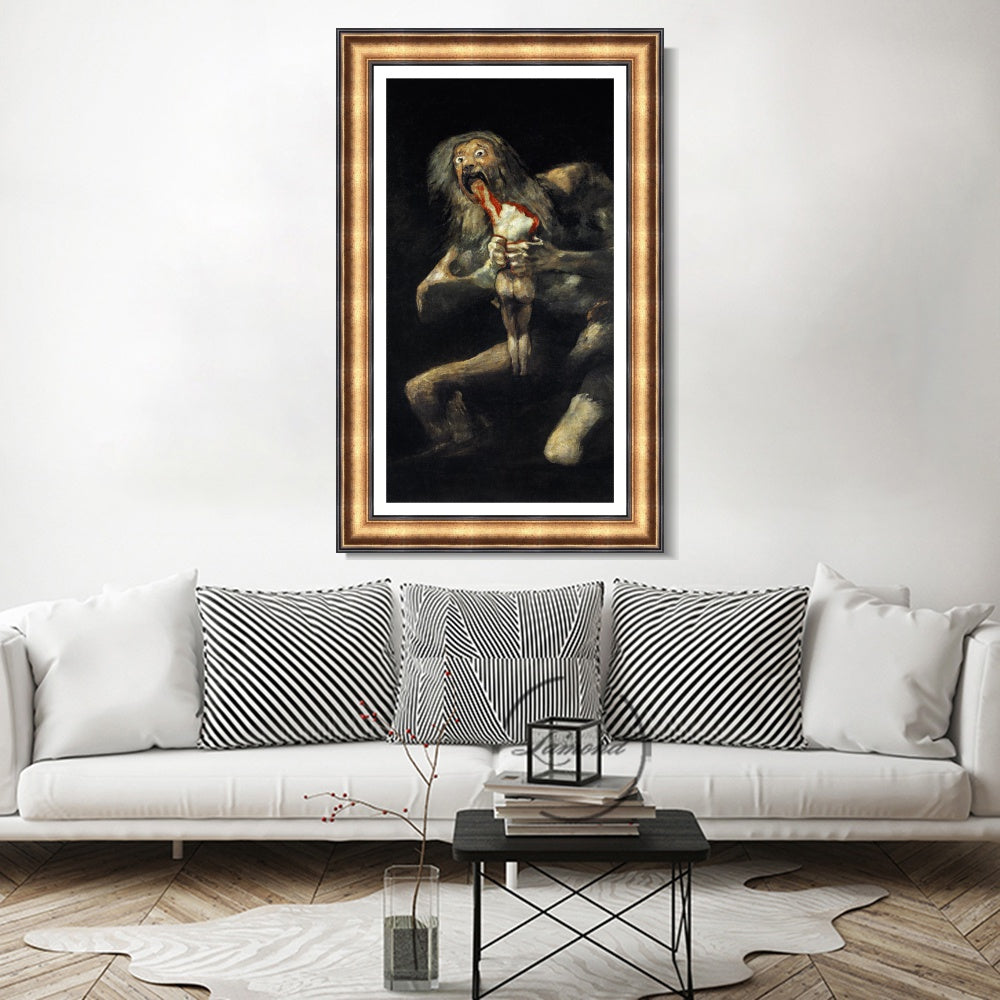 INVIN ART Framed Canvas Art Giclee Print Saturn Devouring His Son 1823 by Francisco De Goya Wall Art
