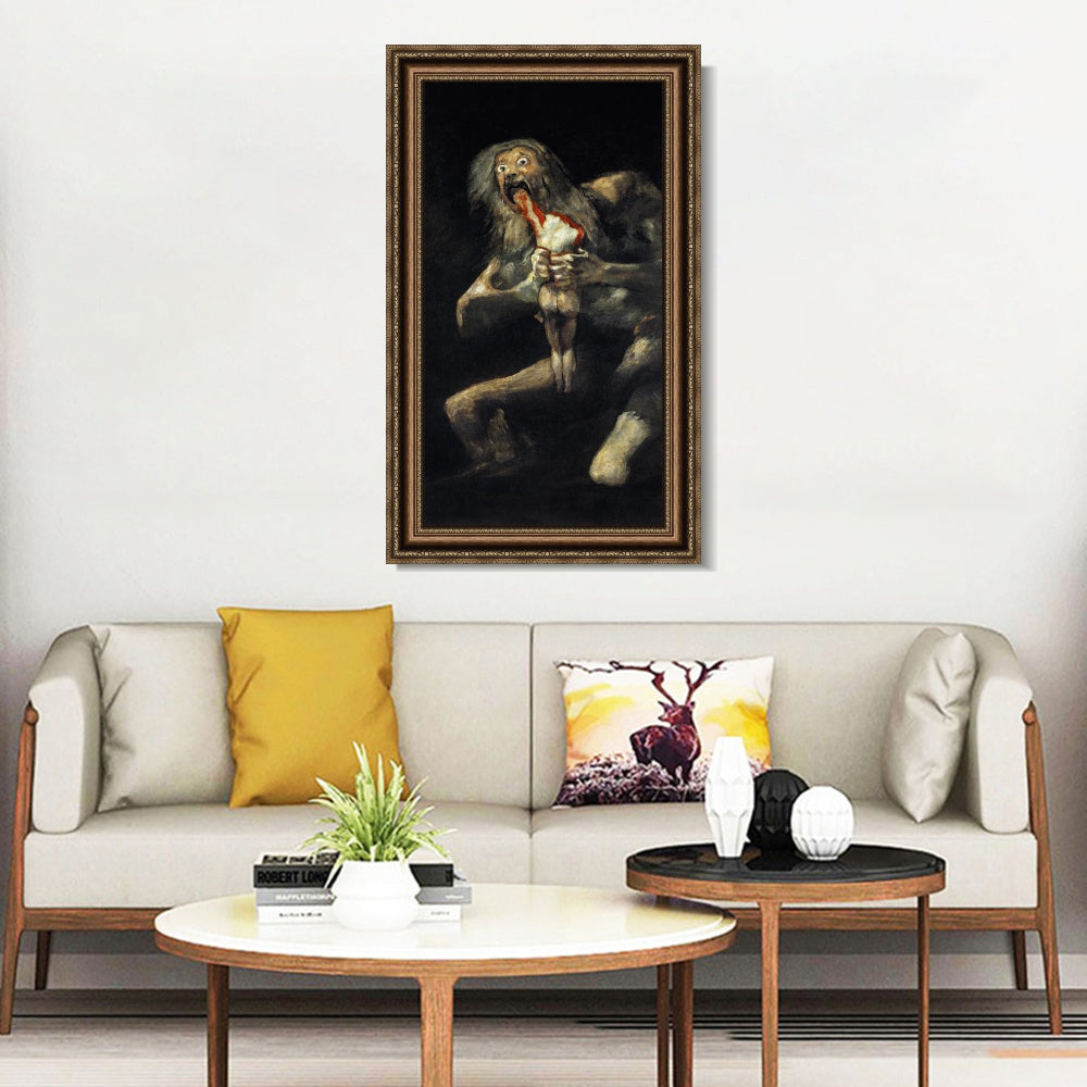 INVIN ART Framed Canvas Art Giclee Print Saturn Devouring His Son 1823 by Francisco De Goya Wall Art