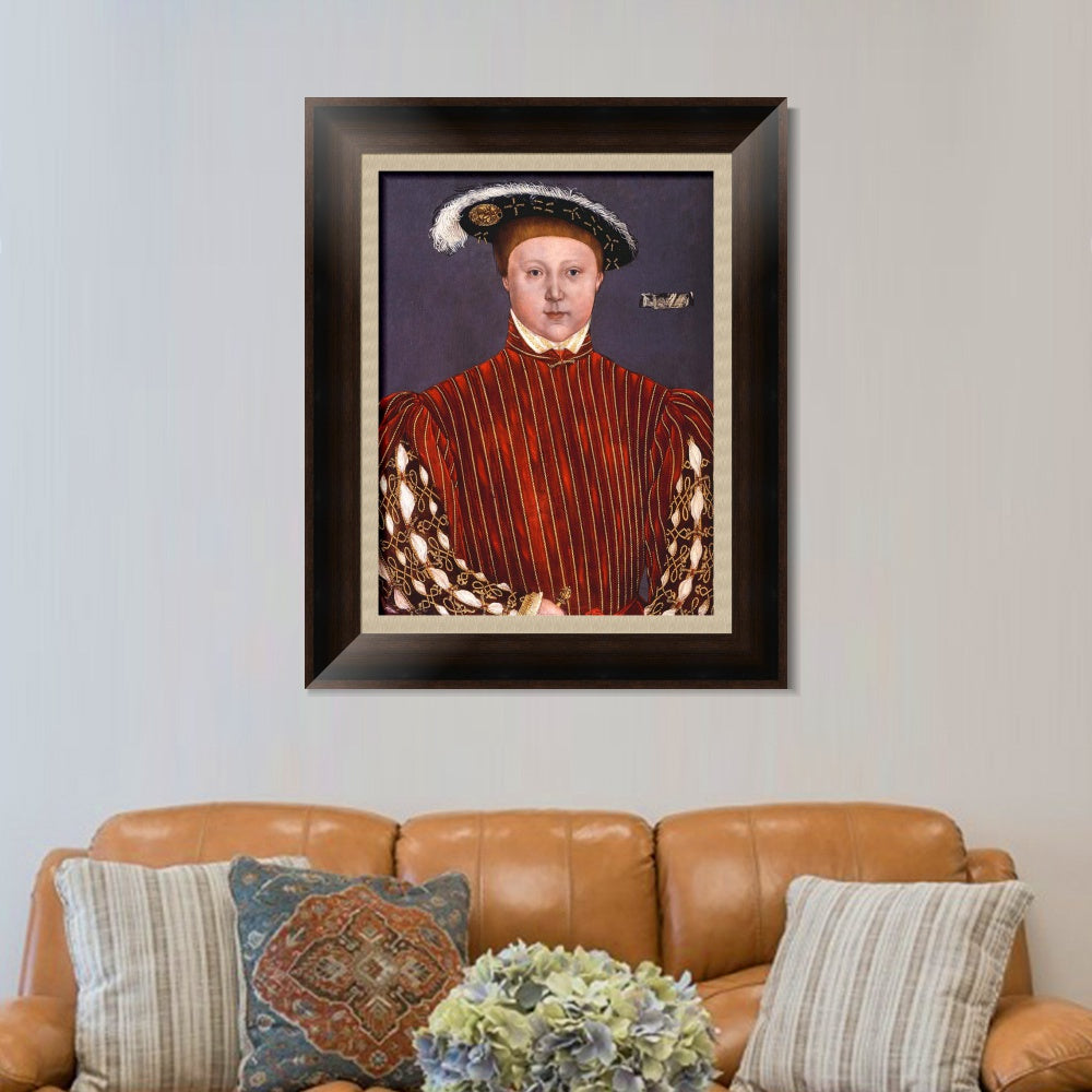 INVIN ART Framed Canvas Art Giclee Print Portrait Of Edward,Prince Of Wales,Later King Edward VI by Hans Holbein the Younger Wall Art