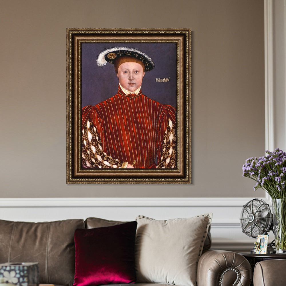 INVIN ART Framed Canvas Art Giclee Print Portrait Of Edward,Prince Of Wales,Later King Edward VI by Hans Holbein the Younger Wall Art