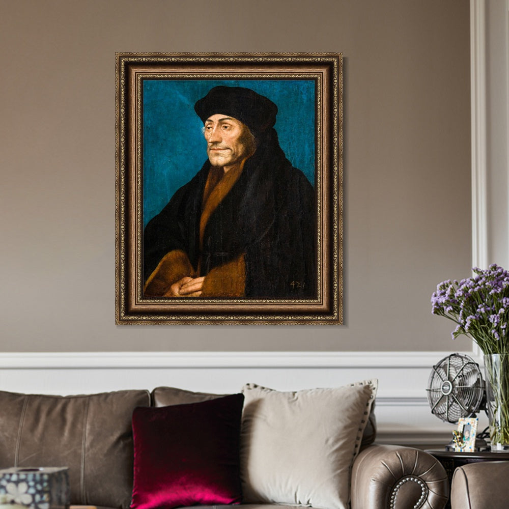 INVIN ART Framed Canvas Art Giclee Print Portrait of Erasmus of Rotterdam by Hans Holbein the Younger Wall Art