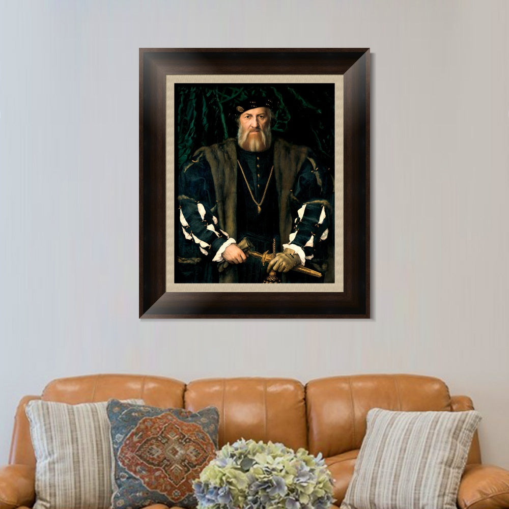 INVIN ART Framed Canvas Art Giclee Print Portrait of Charles De Solier, Lord of Morette by Hans Holbein the Younger