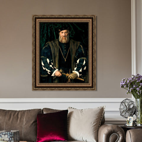 INVIN ART Framed Canvas Art Giclee Print Portrait of Charles De Solier, Lord of Morette by Hans Holbein the Younger