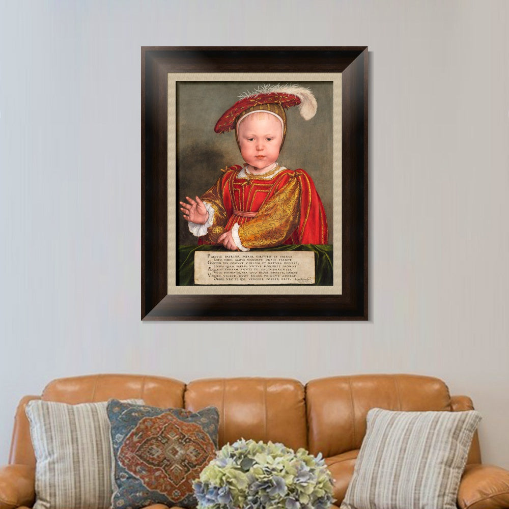 INVIN ART Framed Canvas Art Giclee Print Portrait of Edward VI as a Child by Hans Holbein the Younger Wall Art