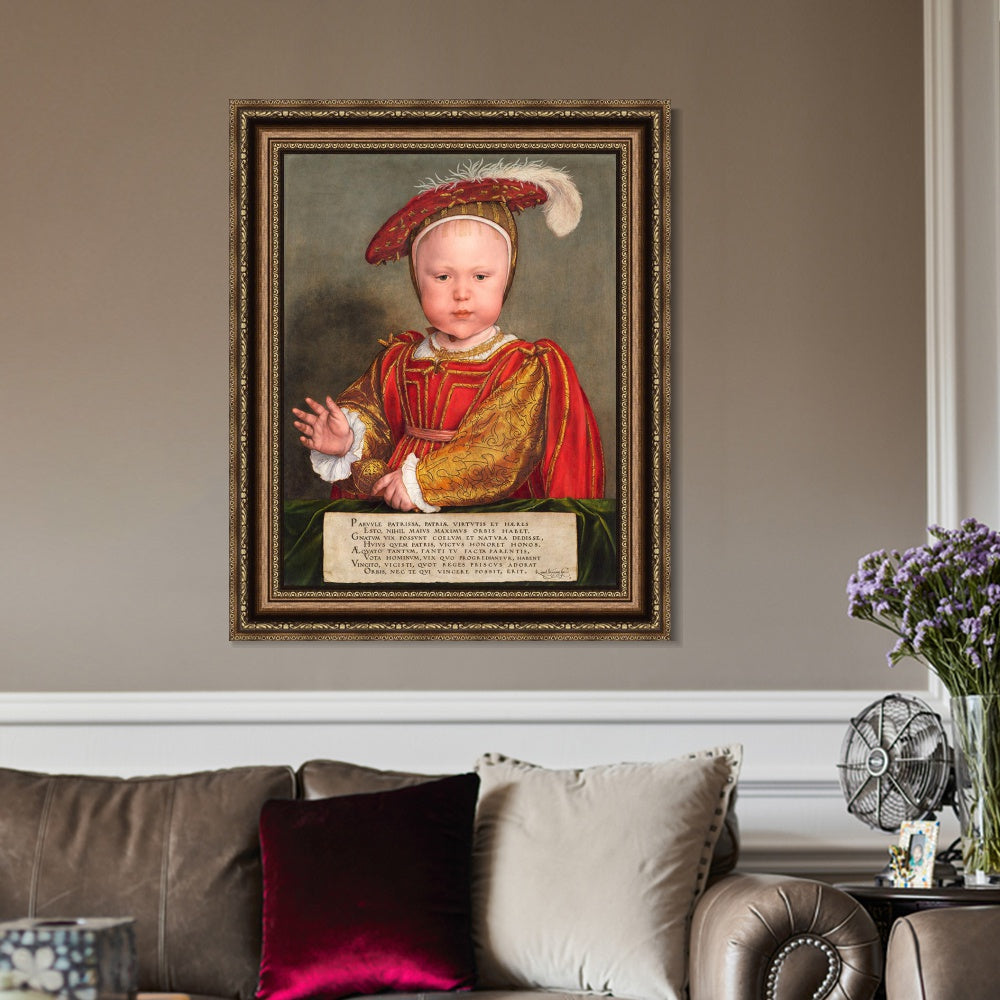 INVIN ART Framed Canvas Art Giclee Print Portrait of Edward VI as a Child by Hans Holbein the Younger Wall Art