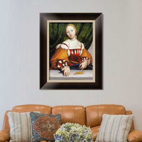 INVIN ART Framed Canvas Art Giclee Print Lais of Corinth by Hans Holbein the Younger Wall Art Living Room Home Office Decorations
