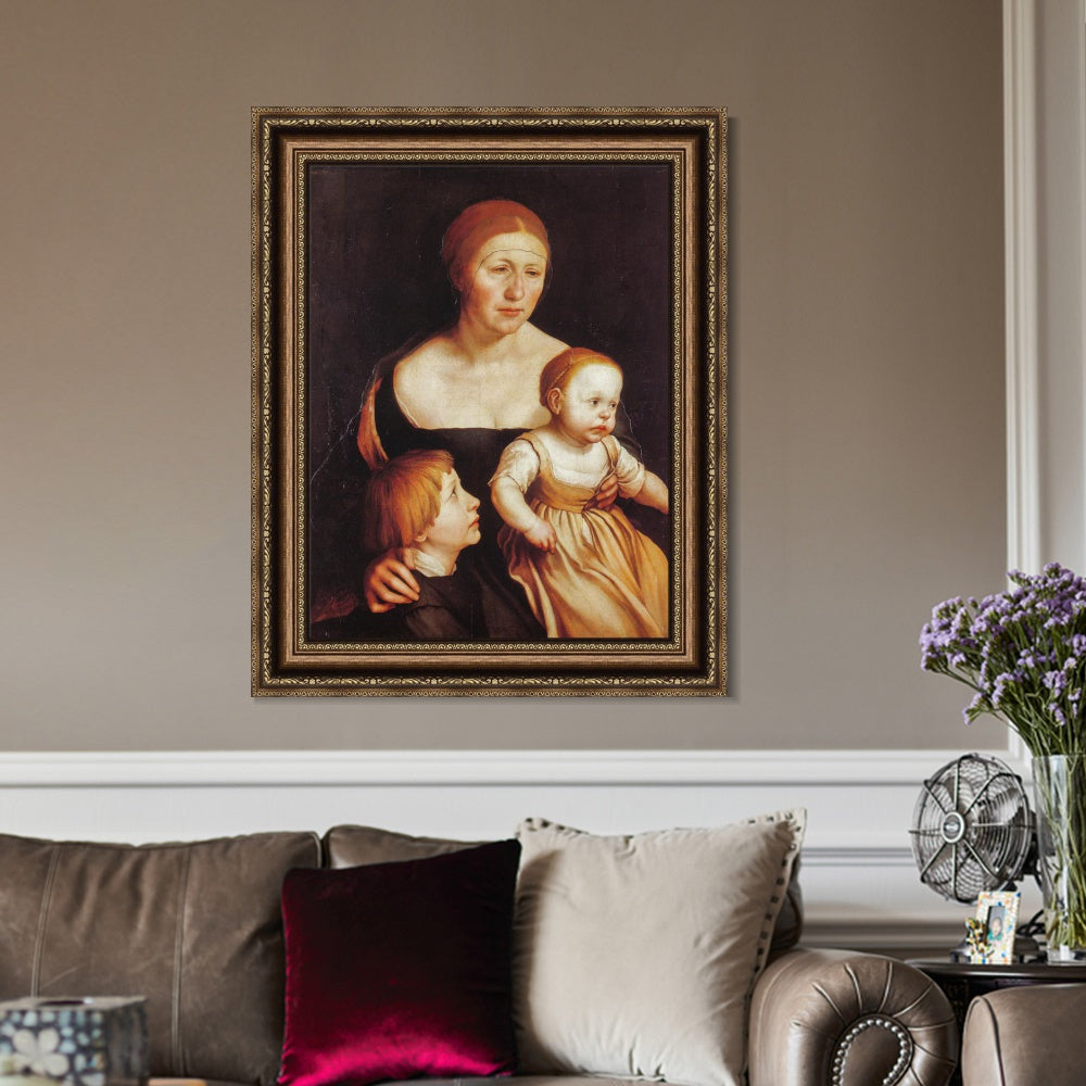 INVIN ART Framed Canvas Art Giclee Print the Artists Family by Hans Holbein the Younger Wall Art