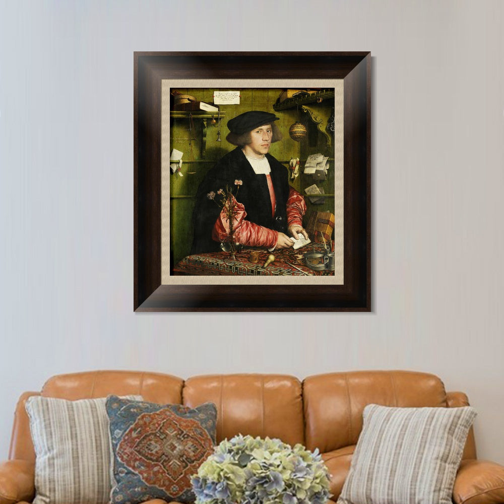 INVIN ART Framed Canvas Art Giclee Print Portrait of the Merchant Georg Gisze by Hans Holbein the Younger Wall Art