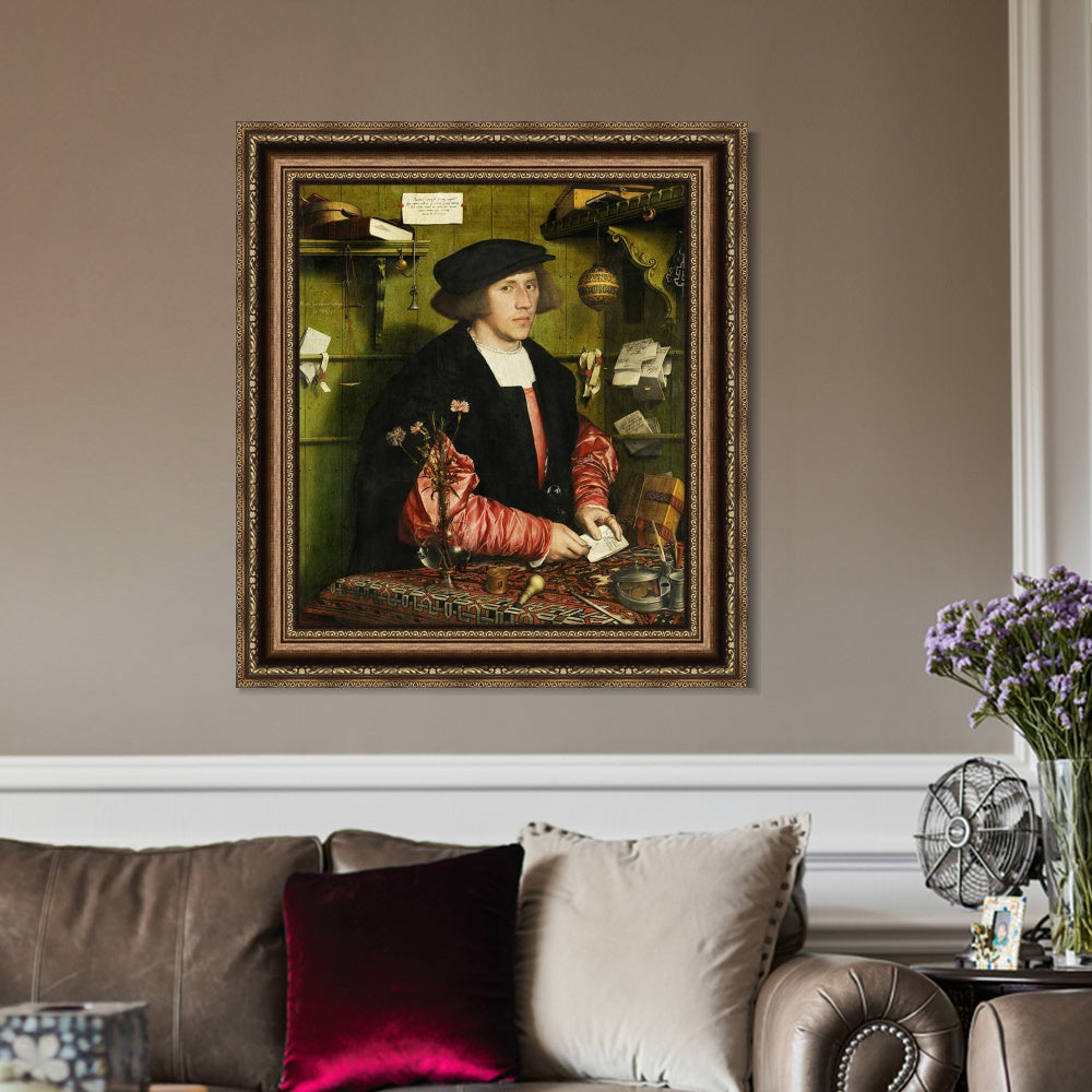 INVIN ART Framed Canvas Art Giclee Print Portrait of the Merchant Georg Gisze by Hans Holbein the Younger Wall Art