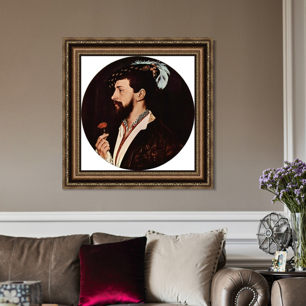 INVIN ART Framed Canvas Art Giclee Print Portrait of Simon George by Hans Holbein the Younger Wall Art