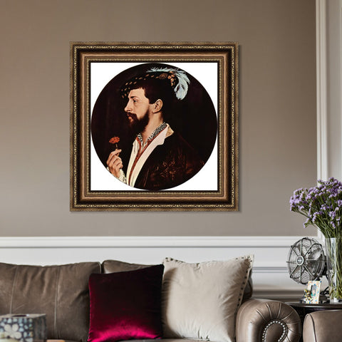 INVIN ART Framed Canvas Art Giclee Print Portrait of Simon George by Hans Holbein the Younger Wall Art Living Room Home Office Decorations