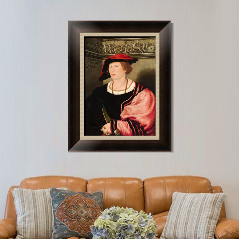 INVIN ART Framed Canvas Art Giclee Print Portrait of Benedikt von Hertenstein by Hans Holbein the Younger Wall Art